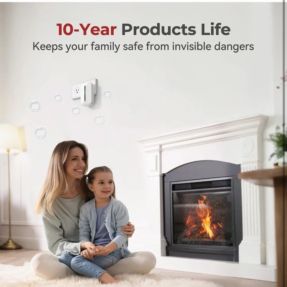3-pack SITERWELL Portable 10 Year Battery Carbon Monoxide Detector Plug In NEW‎
